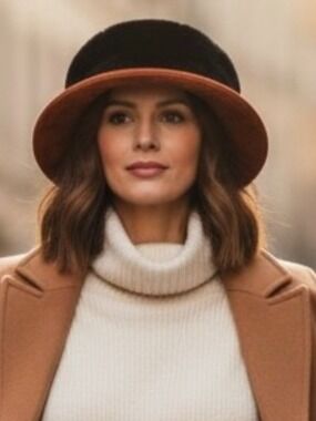 Heaslip Genuine Rust Suede Hat w/Faux Fur Trim Size 56